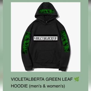 Violetalberta Black Hoodie with Green Accents
